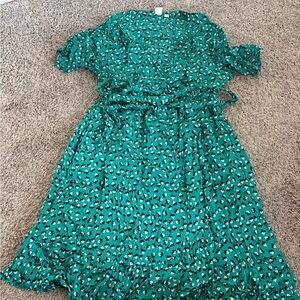 GAP Maternity Teal Floral Maternity Wrap dress